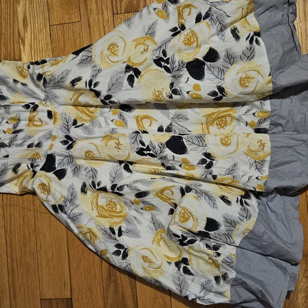Floral Yellow and Gray Women's Skirt